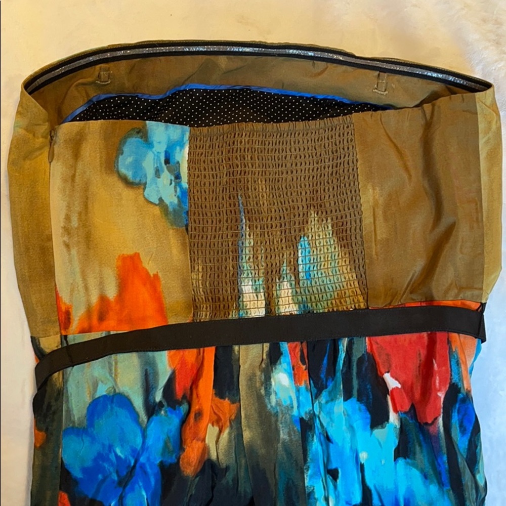 Moulinette Soeurs Strapless Dress - Black, Blue, Orange Floral - Picture 4 of 7